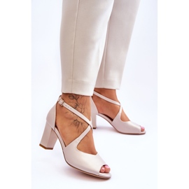 Ženske sandale na petu Sergio Leone SK864 Pearl Beige bež 2