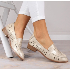 Ženske ažurne sjajne zlatne cipele Potocki SZ12075 zlatni 1