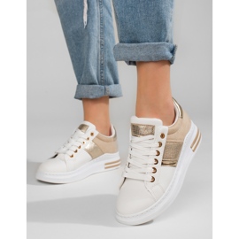 Ženske cipele na debelom potplatu Shelovet bijele i bež boje bijela 1