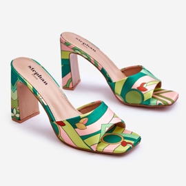 Ženske papuče na petu s uzorkom Green Adelise raznobojna 1