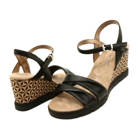 Caprice kožne sandale na klin 9-28710-20 040 crne mekane crna 4