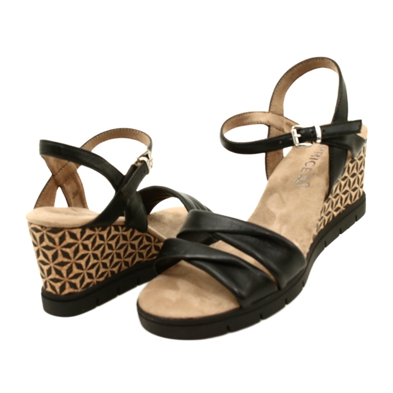 Caprice kožne sandale na klin 9-28710-20 040 crne mekane crna 4