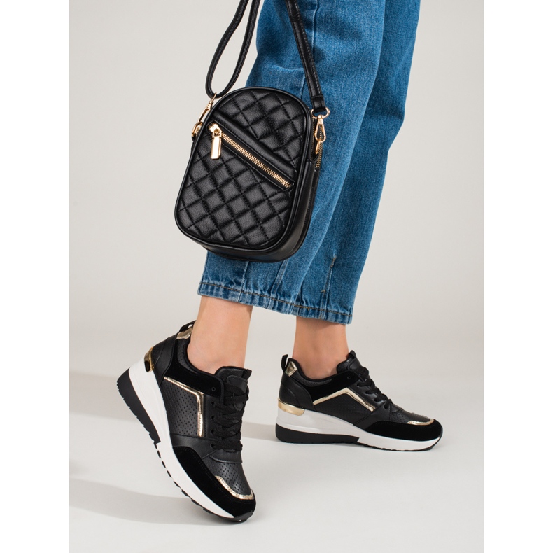 Ženske crne Shelovet tenisice na wedge crna 2