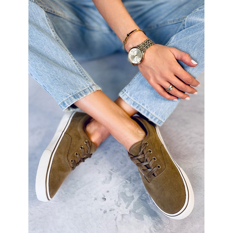 BM Lovis Taupe ženske tenisice od antilopa zelena 1