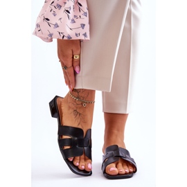 FJ1 Klasične ženske kožne papuče crne Fendy crno 1