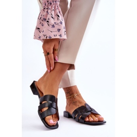 FJ1 Klasične ženske kožne papuče crne Fendy crno 2