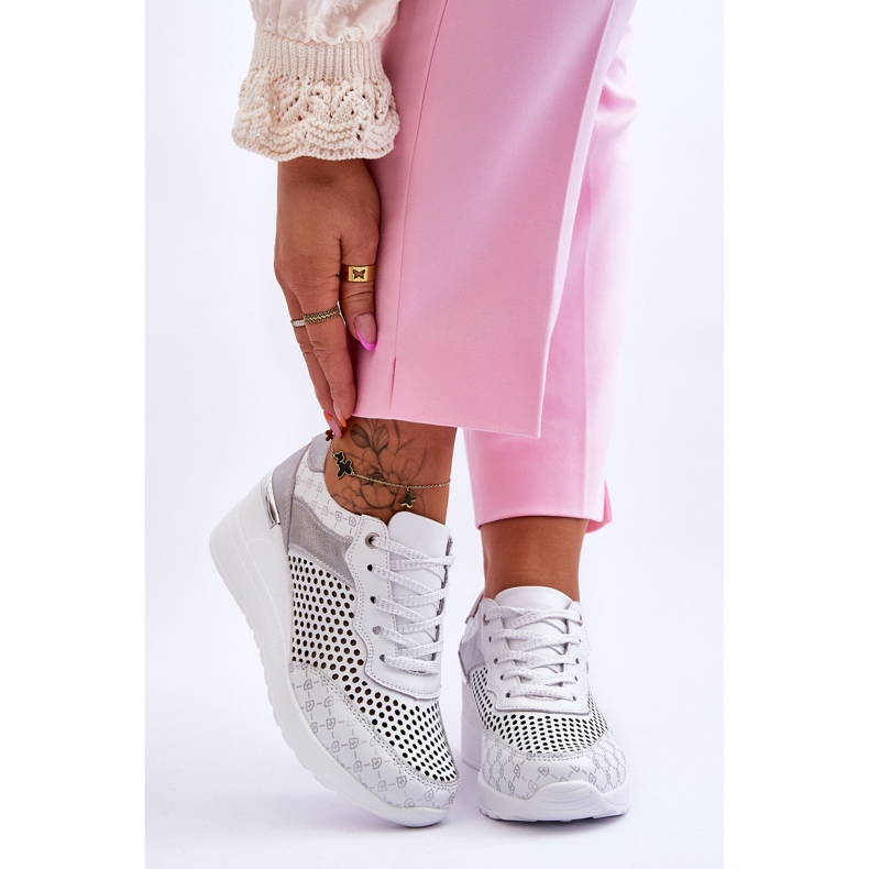 S.Barski Ženske kožne ažur tenisice Bijele Virginia bijela 1