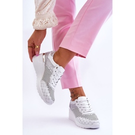 S.Barski Ženske kožne ažur tenisice Bijele Virginia bijela 2