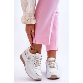 S.Barski Ženska kožna sportska obuća na wedge bijelo-zlatna Rebeca bijela 1