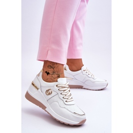 S.Barski Ženska kožna sportska obuća na wedge bijelo-zlatna Rebeca bijela 2