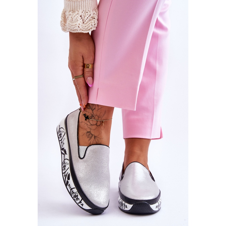 S.Barski Ženske natikače kožne tenisice srebrne Ottavia srebro 1