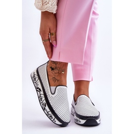 S.Barski Ženske ažurne kožne tenisice Slip-On Bijeli Sorito bijela 1