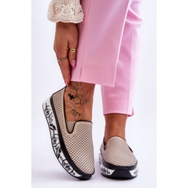 S.Barski Ženske ažurne kožne tenisice natikače bež Sorito 1