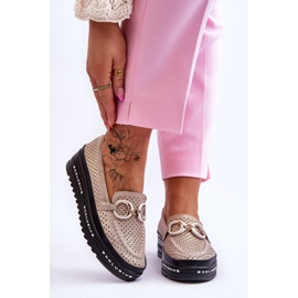 S.Barski Klasične ažurne kožne mokasine sa zlatnim Rendy ukrasom zlatna 1