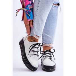 S.Barski Kožna ažurna sportska obuća Bijela Leonor 1