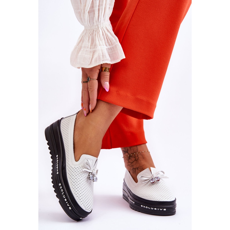 S.Barski Ženske natikače kožne tenisice White Raven bijela 2