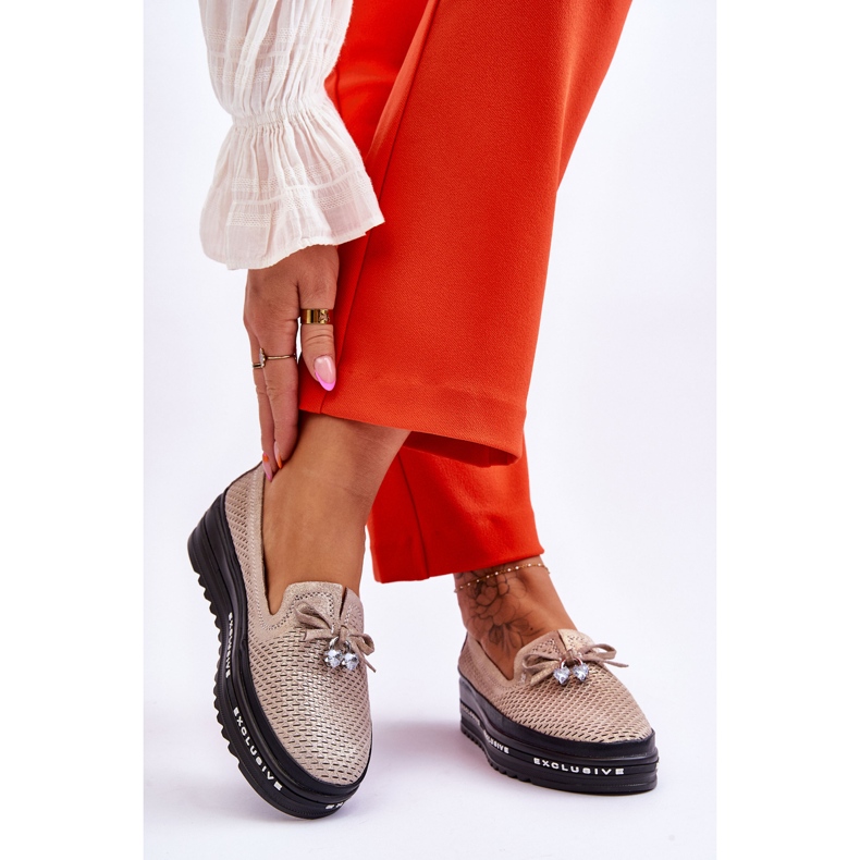 S.Barski Ženske natikače kožne tenisice Shiny Gold Raven zlatna 2