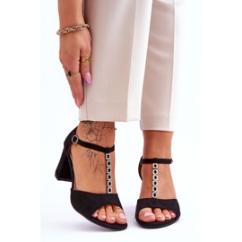 S.Barski Ženske antilop sandale na petu crne Florine crna 1