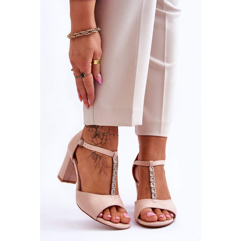 S.Barski Ženske sandale s petom od brušene kože, bež florine 1