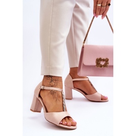 S.Barski Ženske sandale s petom od brušene kože, bež florine 2