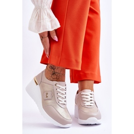 S.Barski Ženske kožne tenisice na wedge zlatne Beatris zlatna 1