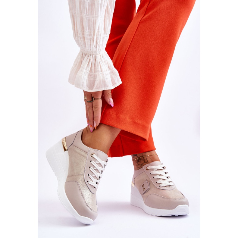 S.Barski Ženske kožne tenisice na wedge zlatne Beatris zlatna 2