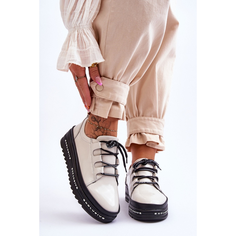 S.Barski Lakirane Chantal bež sportske cipele 1