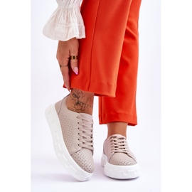 S.Barski Kožne sportske cipele na debelu platformu Bež Montigo 1