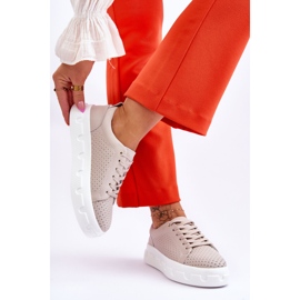 S.Barski Kožne sportske cipele na debelu platformu Bež Montigo 2