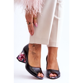 Lewski Shoes Kožne salonke s ukrasnom petom Leski Shoes 2608/K crne crna 1