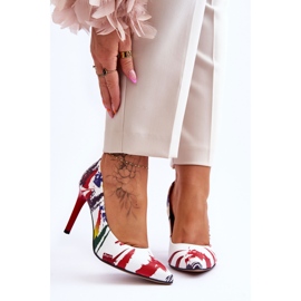 Lewski Shoes Modne kožne Leski cipele s visokom potpeticom 2659 bijele i crvene bijela 1