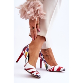 Lewski Shoes Modne kožne Leski cipele s visokom potpeticom 2659 bijele i crvene bijela 2