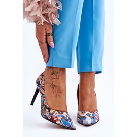 Lewski Shoes Moderne kožne cipele s visokom potpeticom Lewski 2659 crne i plave višebojan 1