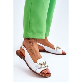 Lewski Shoes Ženske kožne sandale Leewski Shoes 3230 White Peas bijela 2