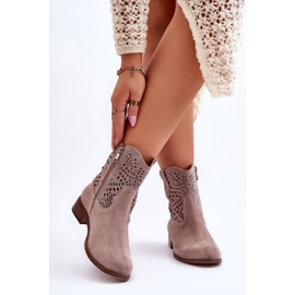 Lewski Shoes Ženske ažurne čizme od brušene kože Leski cipele 3301 Cappuccino smeđa 2