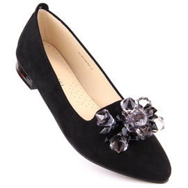 Ženske crne balerinke od brušene kože s kristalima T.Sokolski W23-464 crna 2
