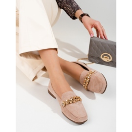 Ženske natikače od brušene kože sa Shelovet kristalima bež 2