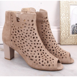 Ženske proljetne bež ažur čizme na stup Jezzi 2