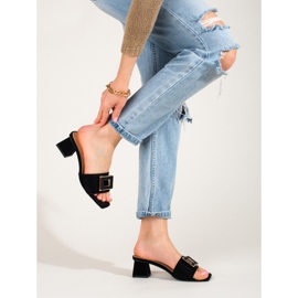 Ženska tkanina slajdova na nisku petu Shelovet crna 2