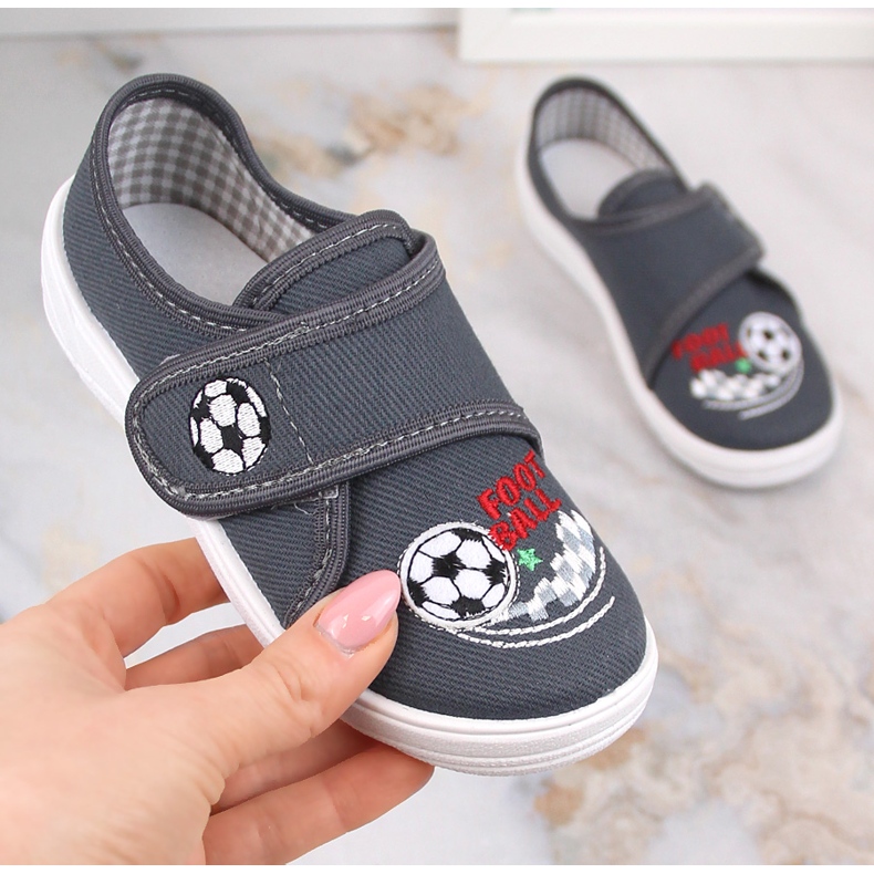 Nazo N019BFW papuče za školske tenisice za dječake na čičak siva 1