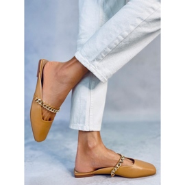 Seastar Chiara Camel papuče s lancem bež 2