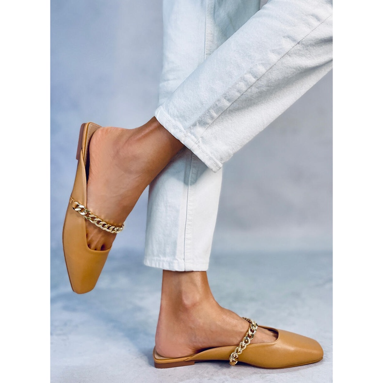 Seastar Chiara Camel papuče s lancem bež 2