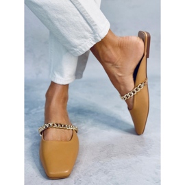 Seastar Chiara Camel papuče s lancem bež 1