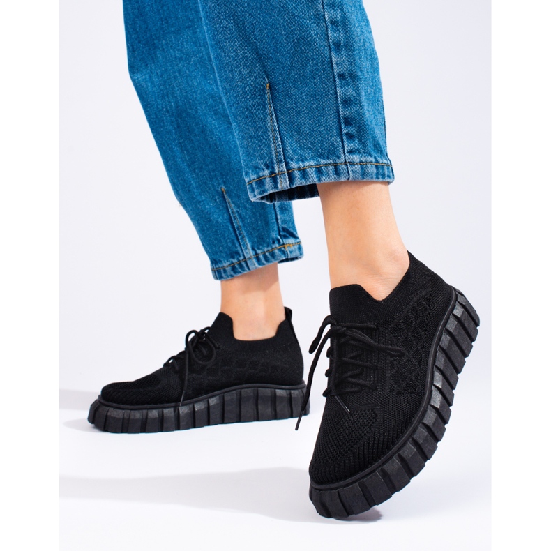 Ženske sportske cipele Shelovet od tkanine crno 2