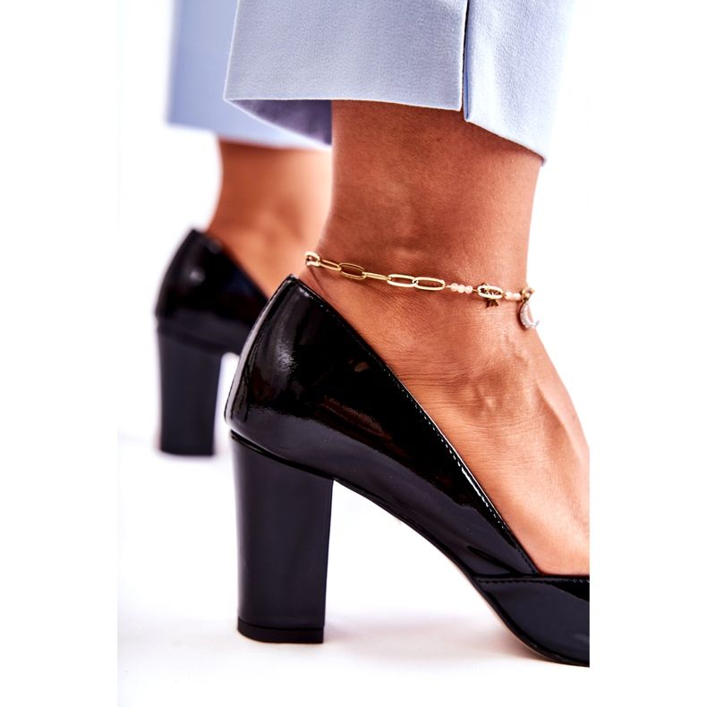 Alberto Violli Ženske lakirane pumpe na crnom postu crna 4