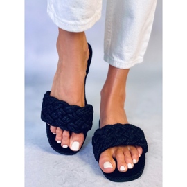 BM Erika Black ženske papuče na vezanje crna 1