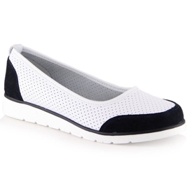 Ženske ažur bijele kožne balerinke Filippo DP4524 bijela 2