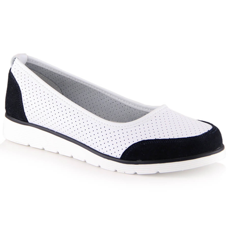 Ženske ažur bijele kožne balerinke Filippo DP4524 bijela 2