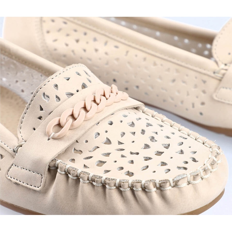 Udobne ažur ženske mokasine Rieker 40068-60 bež 2