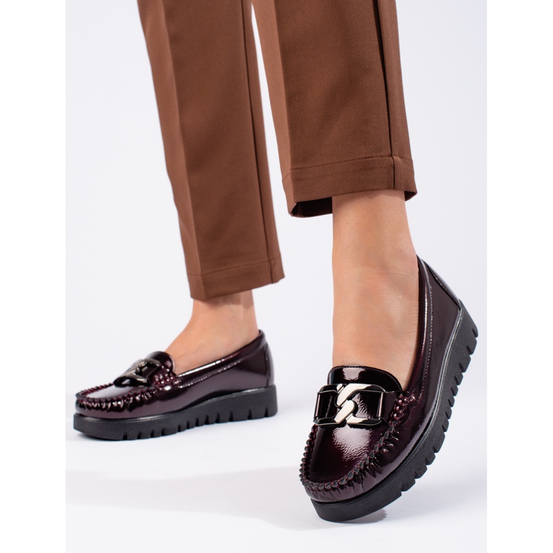 W. Potocki Lakirane ženske mokasine Potocki bordo crvena 2